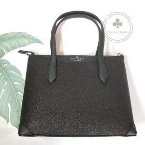 MAKE AN OFFER NWT Kate Spade Shimmy Glitter Fabric Satchel Crossbody  Black $199